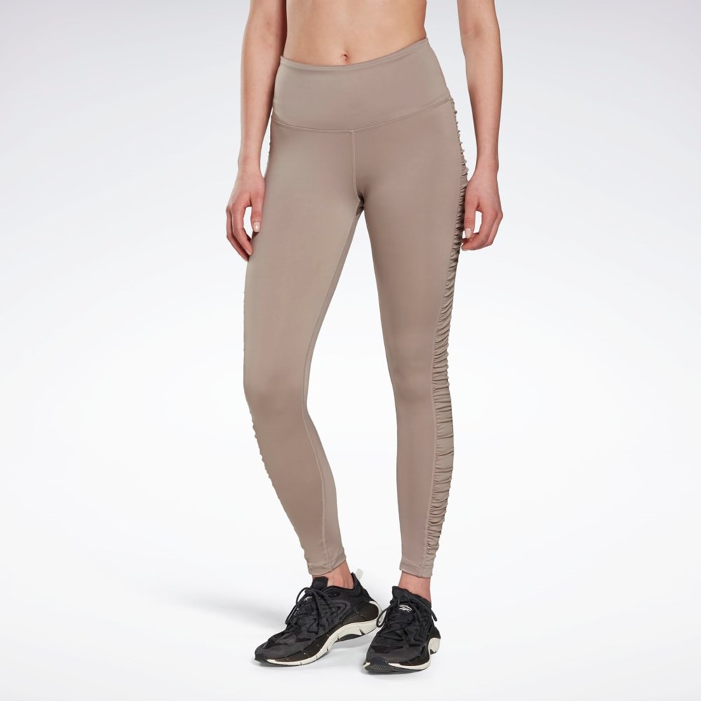 Boulder Grey Reebok Bold High-Waisted Ruched Tights | H56371