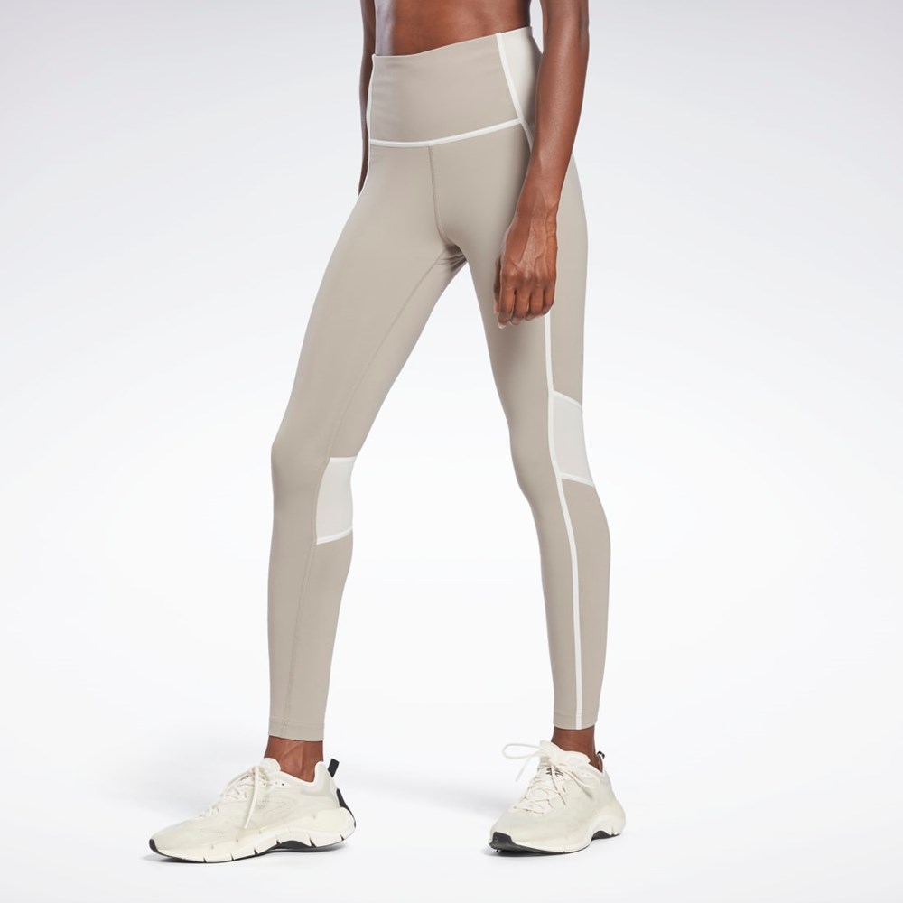 Boulder Grey Reebok Lux High-Waisted Colorblock Tights | H54191