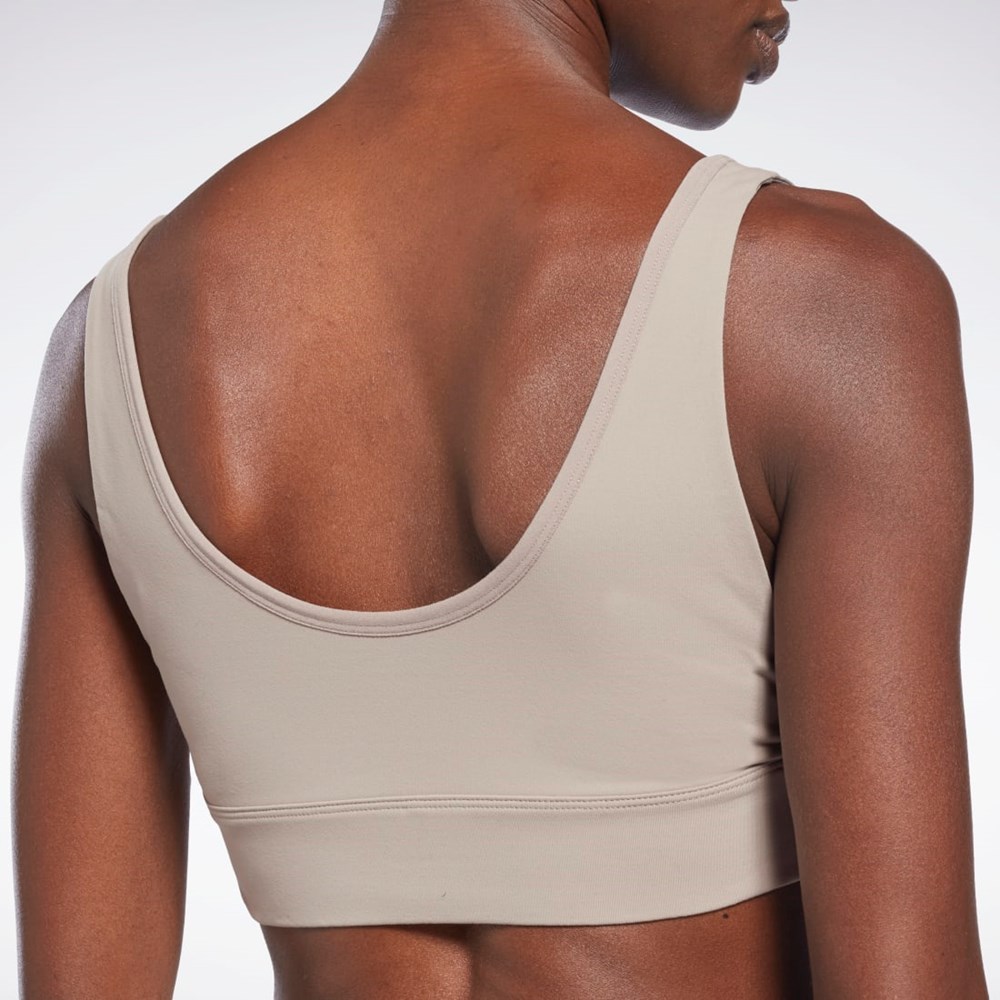 Boulder Grey Reebok Studio Reebok Stripped Minimalist Bra | H56394