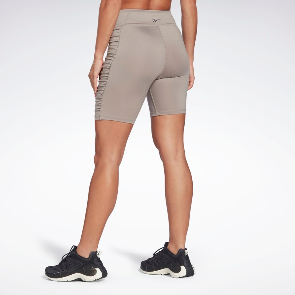 Boulder Grey Reebok Studio Ruched High Rise Legging Shorts | H56373