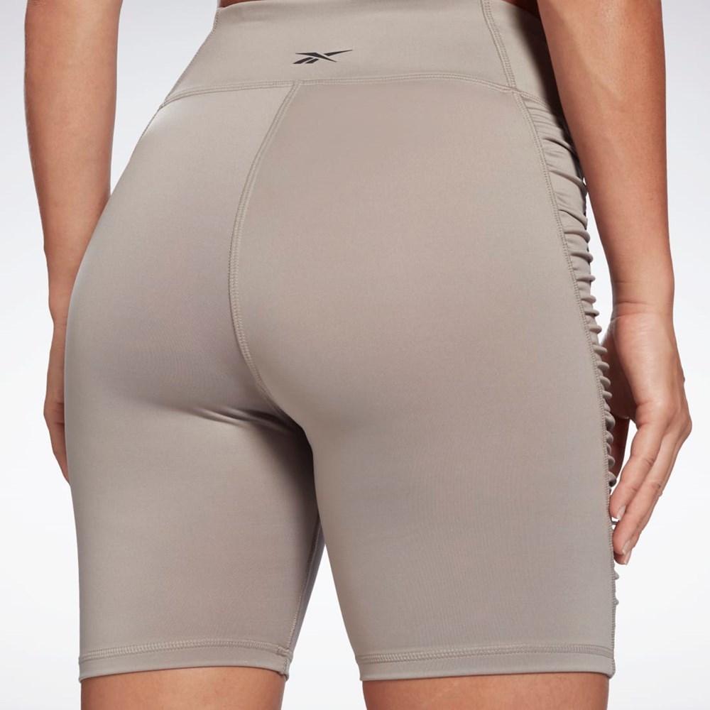 Boulder Grey Reebok Studio Ruched High Rise Legging Shorts | H56373