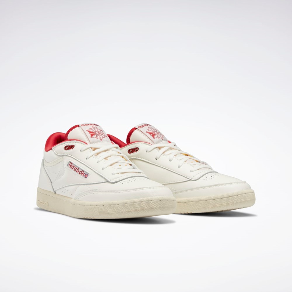 Chalk / Alabaster / Flash Red Reebok Club C Mid II Vintage Shoes | GY9690