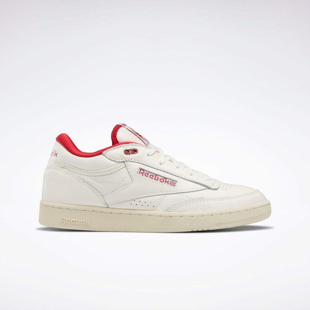 Chalk / Alabaster / Flash Red Reebok Club C Mid II Vintage Shoes | GY9690