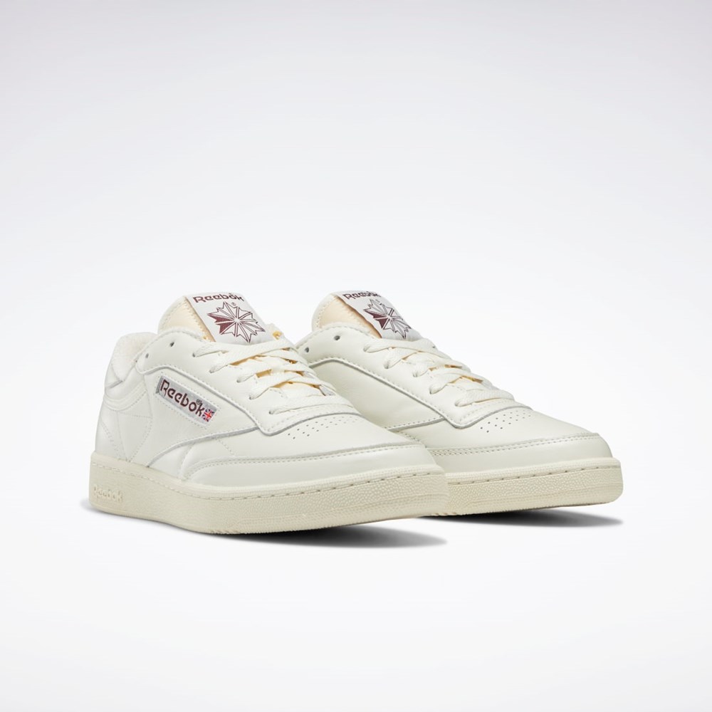 Chalk / Alabaster / Maroon Reebok Club C 85 Vintage Shoes | GX3681