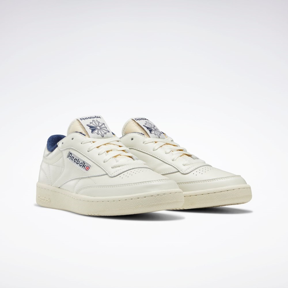 Chalk / Alabaster / Vector Navy Reebok Club C 85 Vintage Shoes | GX3683