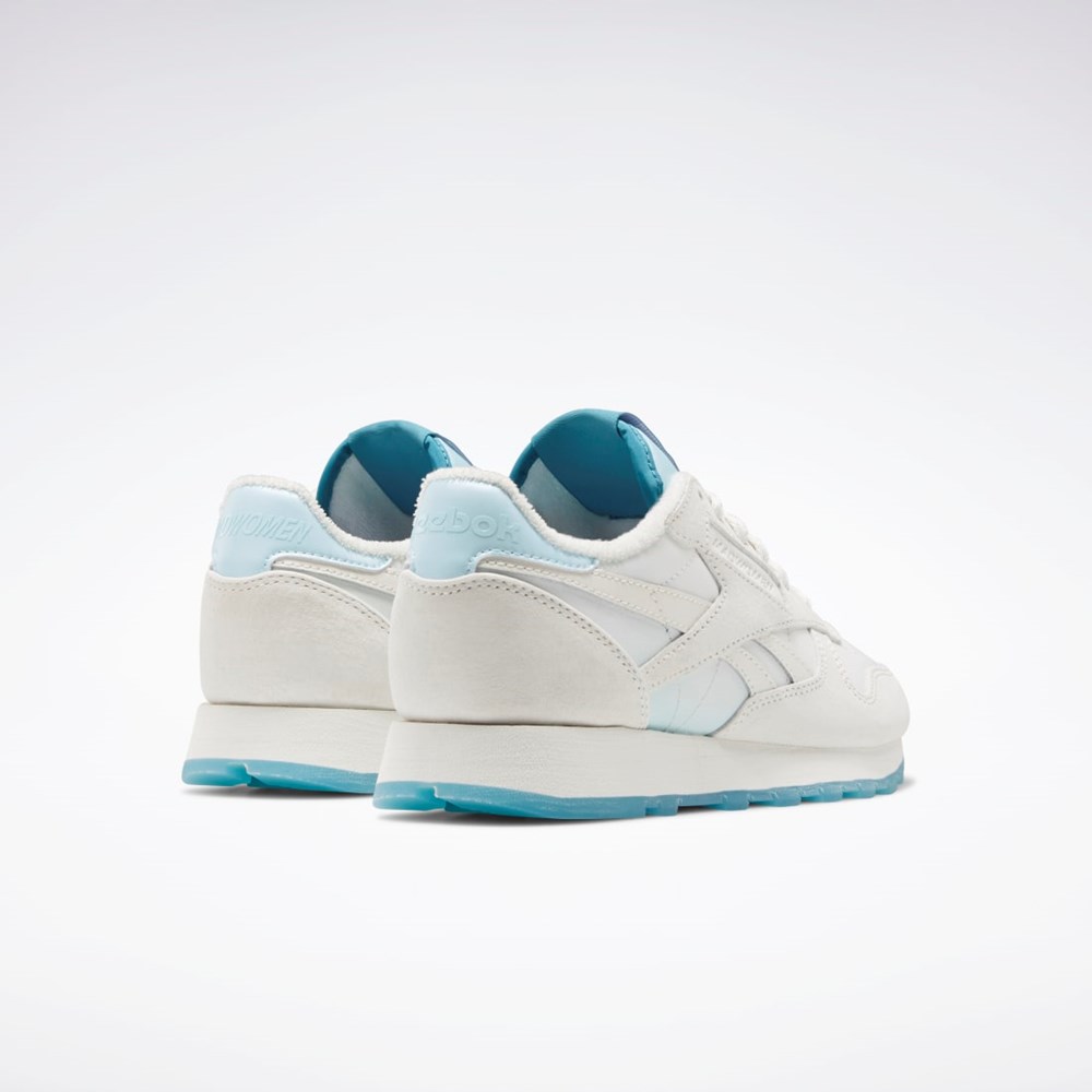 Chalk / Chalk / Thirsty Blue Reebok MadWomen Classic Leather Shoes | GW3827