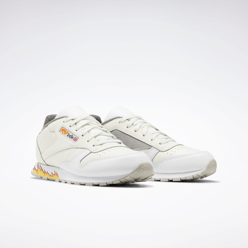 Chalk / Ftwr White / Tin Grey Reebok Power Rangers Classic Leather Shoes - Grade School | GW8632