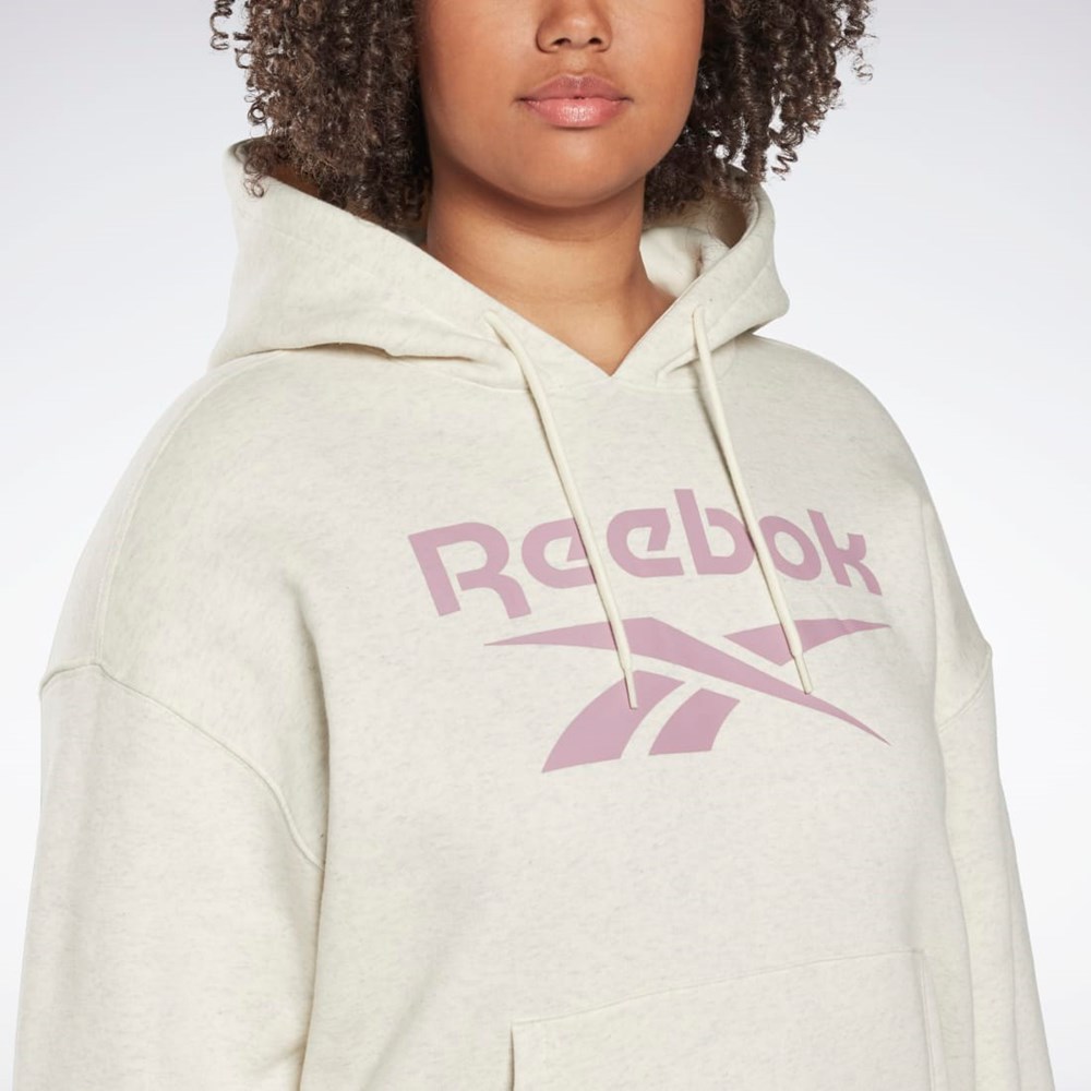 Classic White Mel Reebok Reebok Identity Logo Fleece Pullover Hoodie (Plus Size) | HM3904