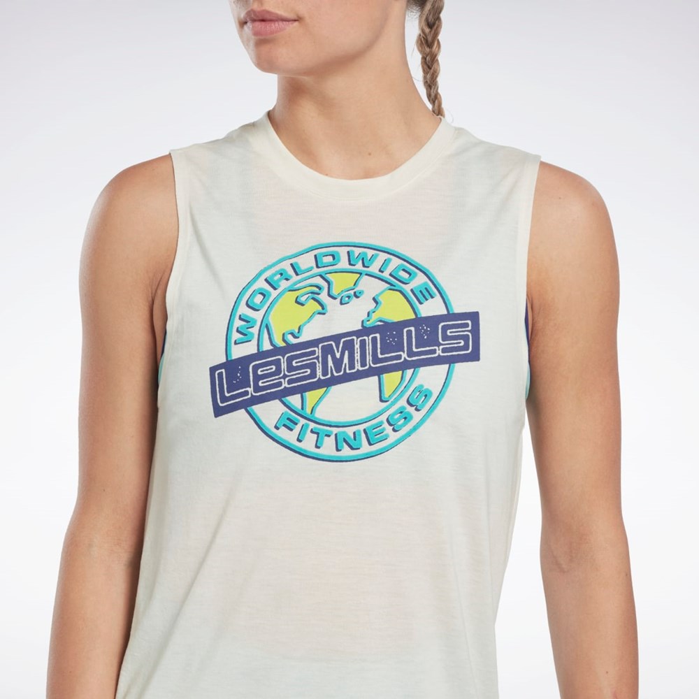 Classic White Reebok Les Mills® Graphic Muscle Tank Top | HN6029