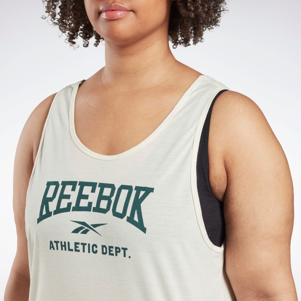 Classic White Reebok Workout Ready Supremium Graphic Tank Top (Plus Size) | HN4356