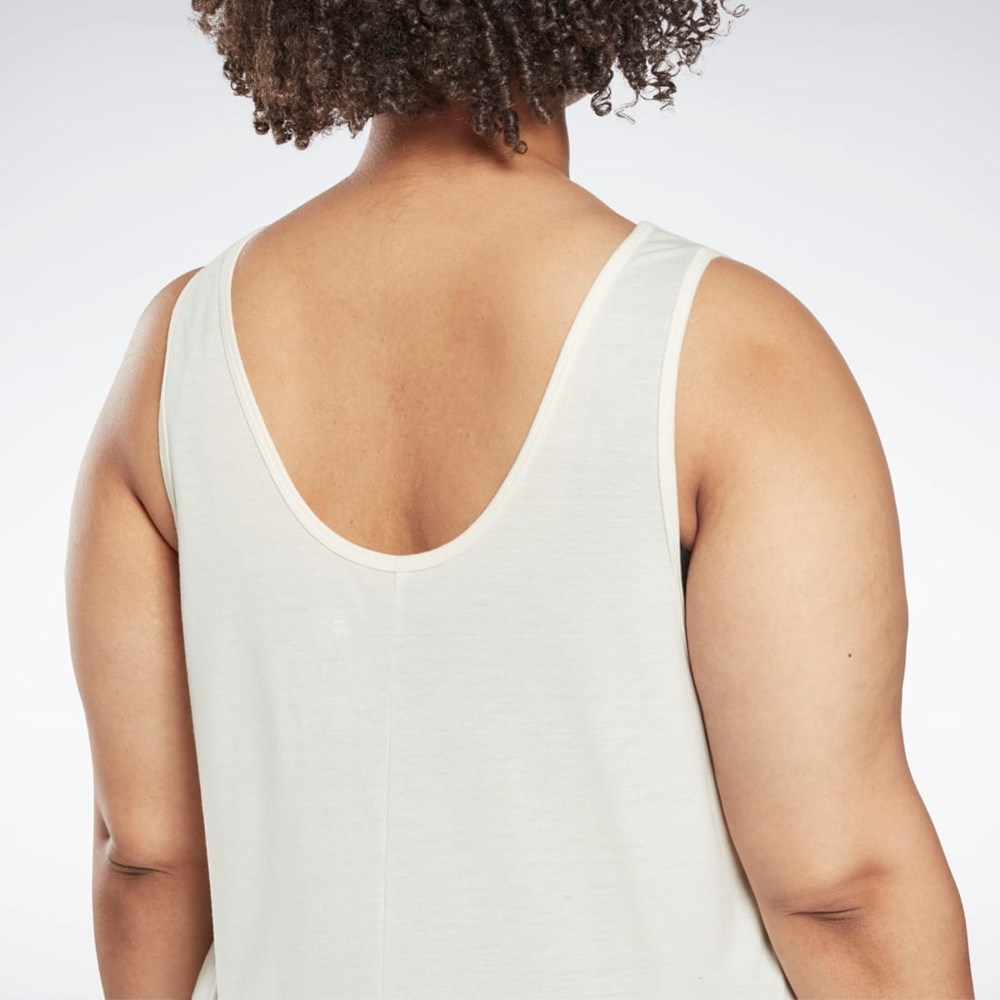 Classic White Reebok Workout Ready Supremium Graphic Tank Top (Plus Size) | HN4356