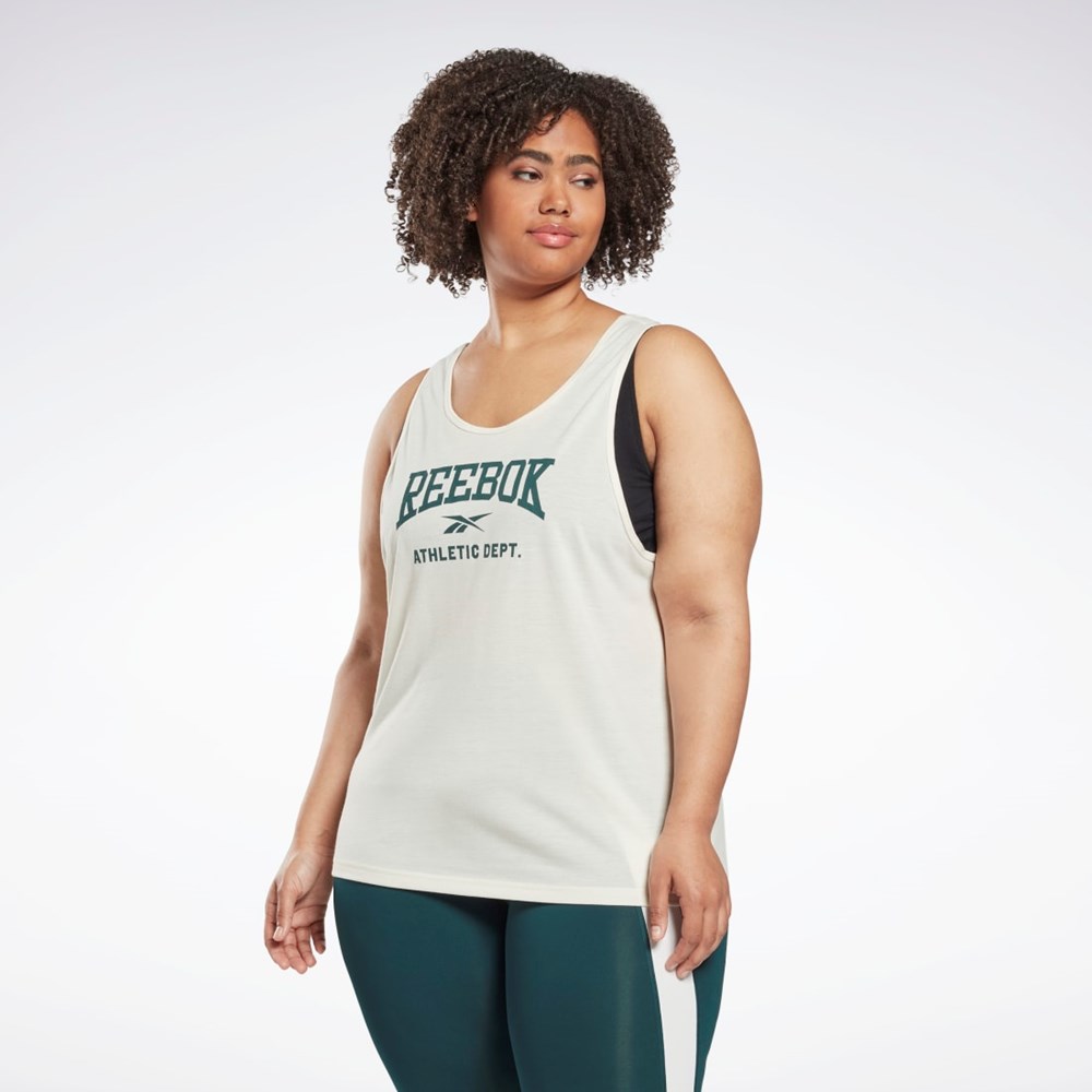 Classic White Reebok Workout Ready Supremium Graphic Tank Top (Plus Size) | HN4356