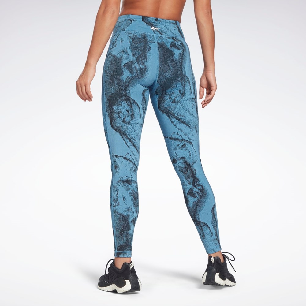 Essential Blue Reebok Lux Jacquard Leggings | H54193