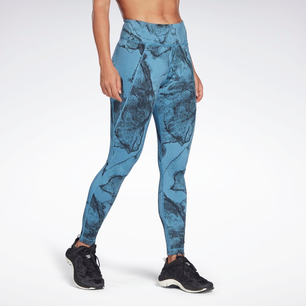 Essential Blue Reebok Lux Jacquard Leggings | H54193