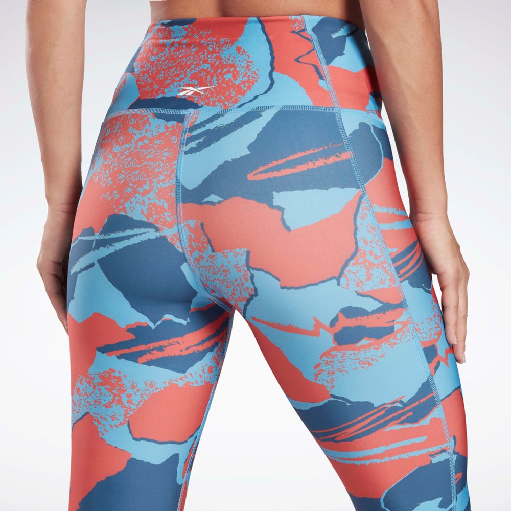 Essential Blue Reebok Workout Ready Printed Leggings | HB1048