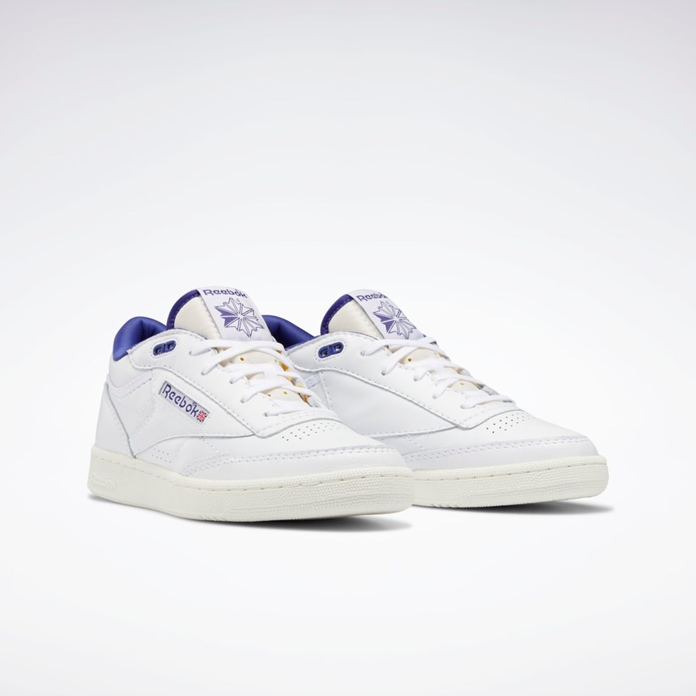 Ftwr White / Chalk / Bold Purple Reebok Club C Mid II Vintage Shoes | GY9689