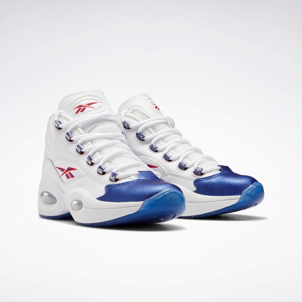 Ftwr White / Classic Cobalt / Clear Reebok Question Mid Basketball Shoes | GX0227