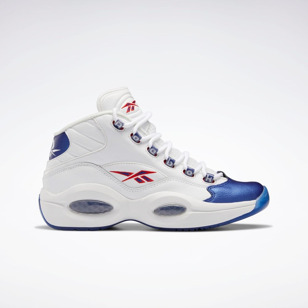 Ftwr White / Classic Cobalt / Clear Reebok Question Mid Basketball Shoes | GX0227