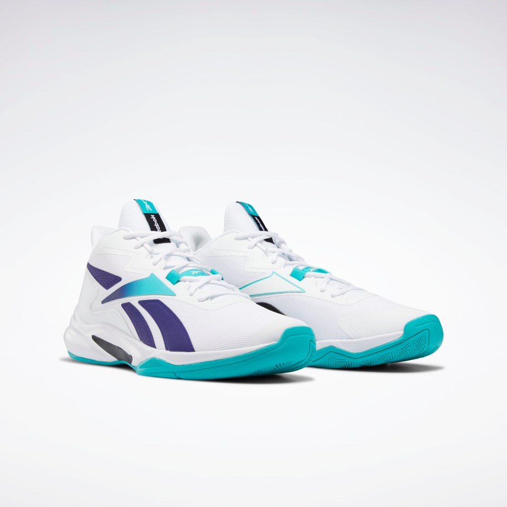 Ftwr White / Classic Teal / Bold Purple Reebok More Buckets Basketball Shoes | GY6298