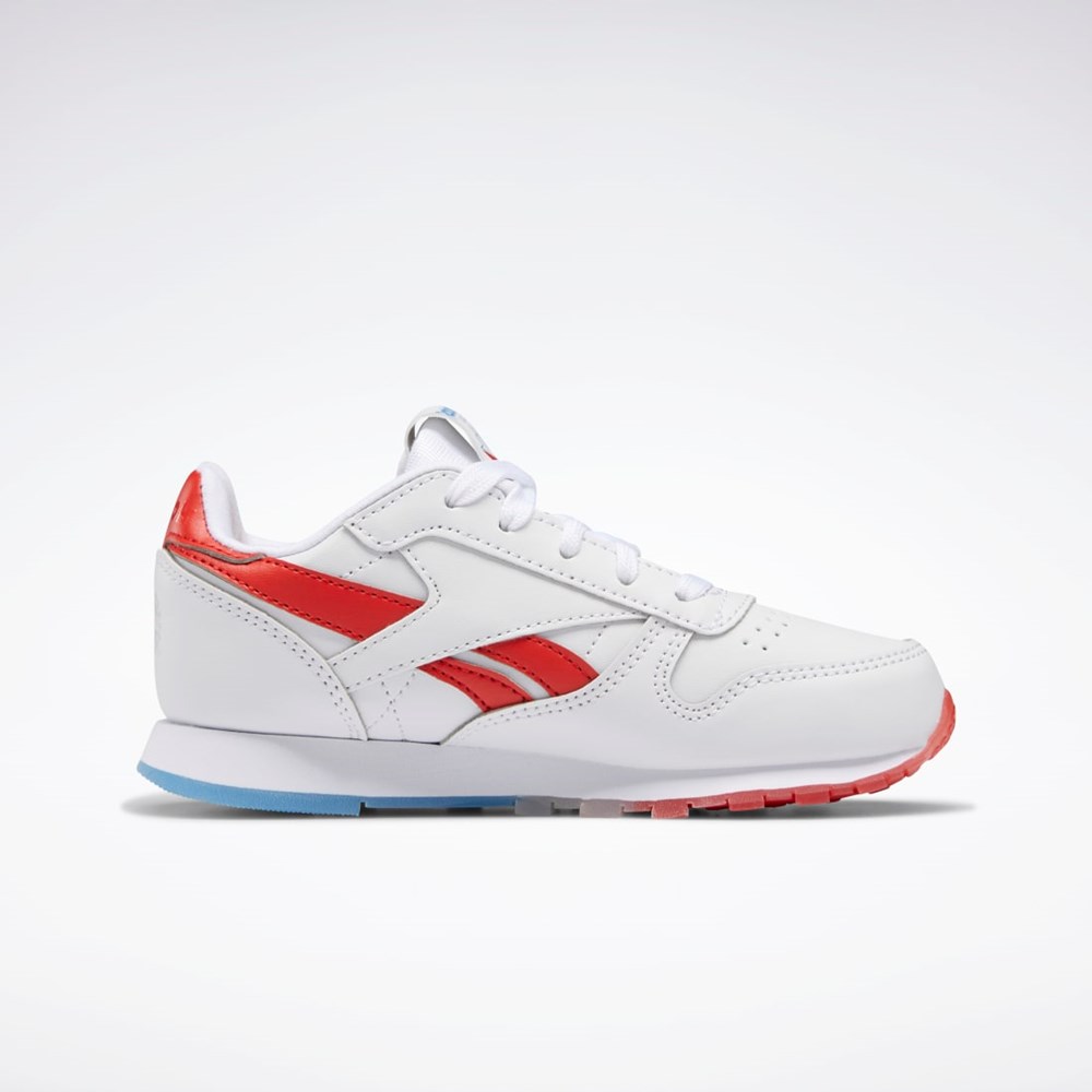 Ftwr White / Echo Blue / Instinct Red Reebok Popsicle Classic Leather Shoes - Preschool | HR1997