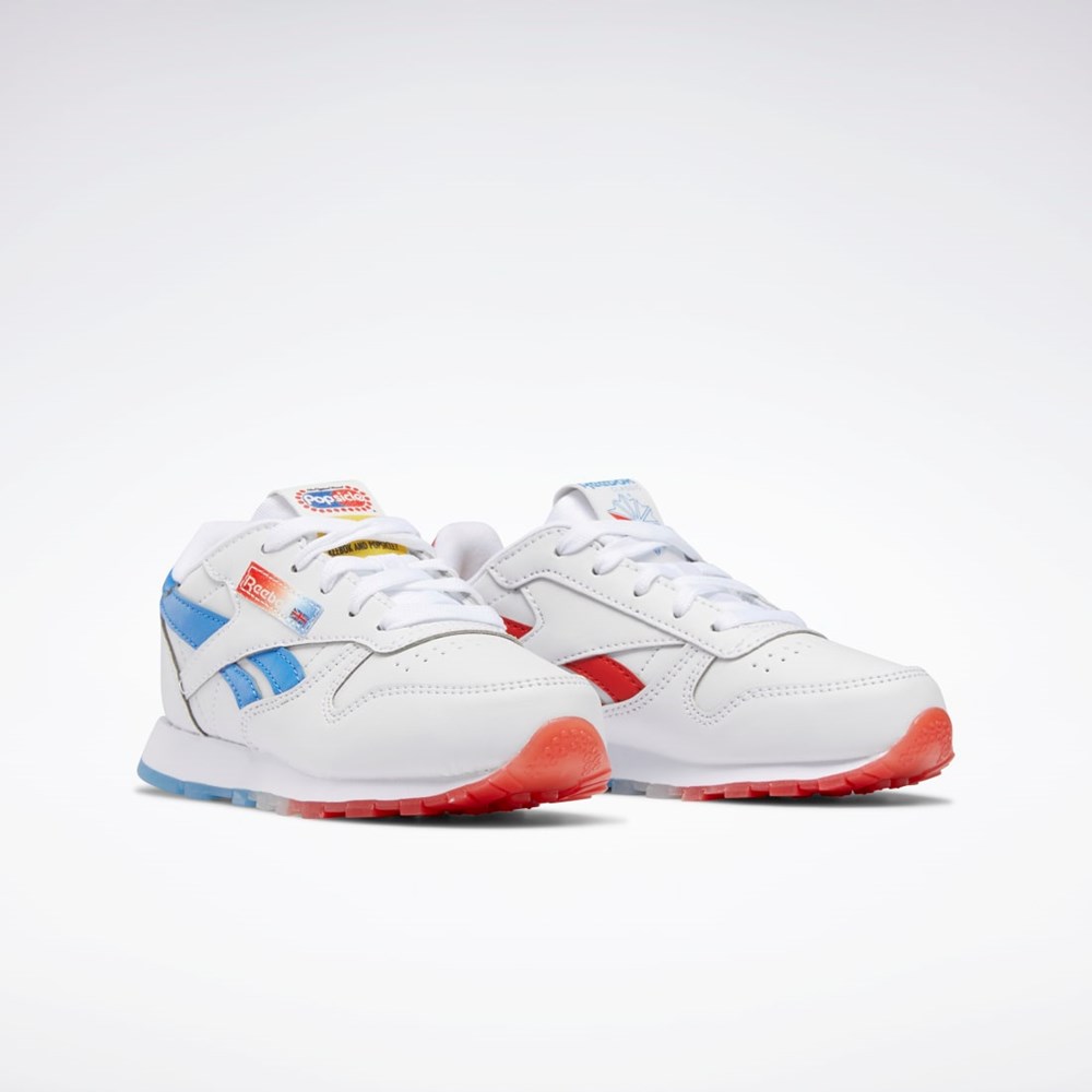 Ftwr White / Echo Blue / Instinct Red Reebok Popsicle Classic Leather Shoes - Preschool | HR1997