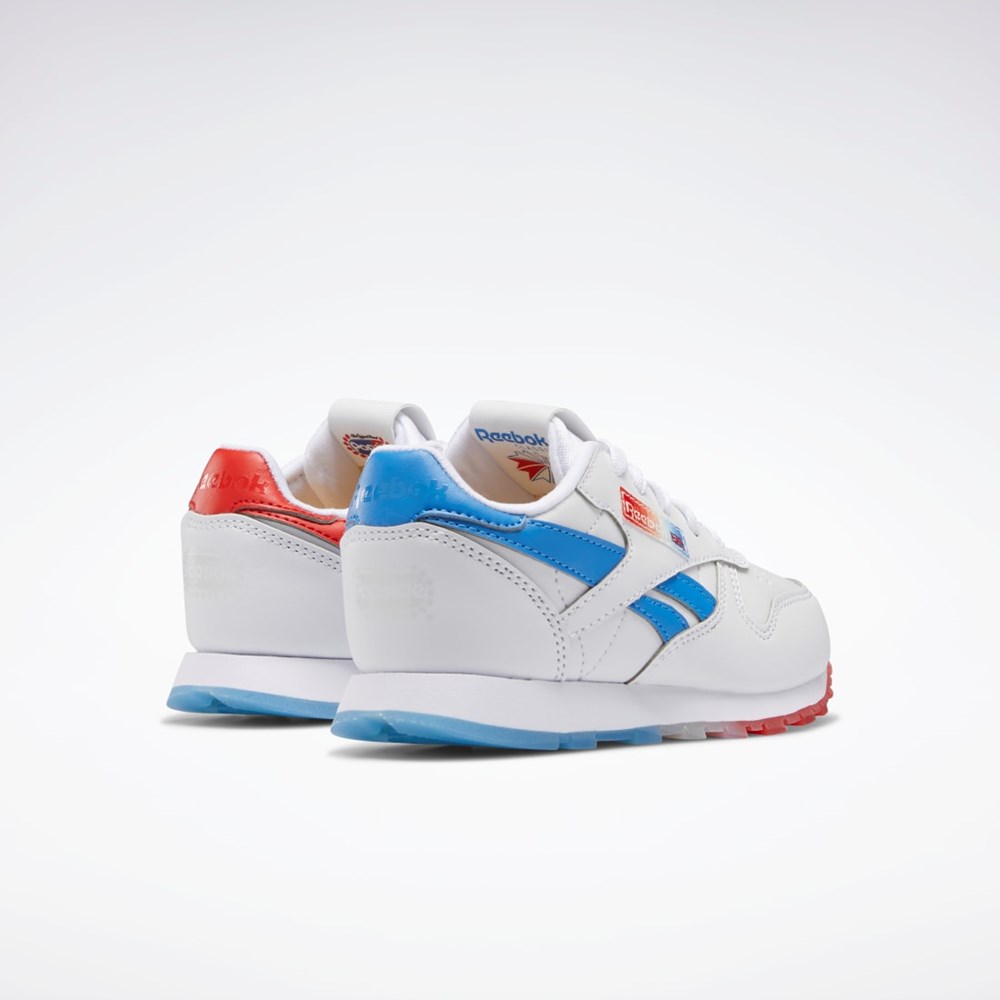 Ftwr White / Echo Blue / Instinct Red Reebok Popsicle Classic Leather Shoes - Preschool | HR1997