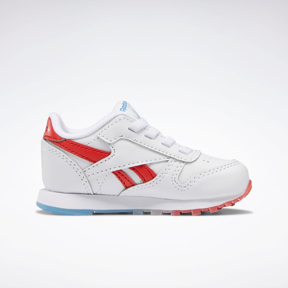 Ftwr White / Echo Blue / Instinct Red Reebok Popsicle Classic Leather Shoes - Toddler | HR1998