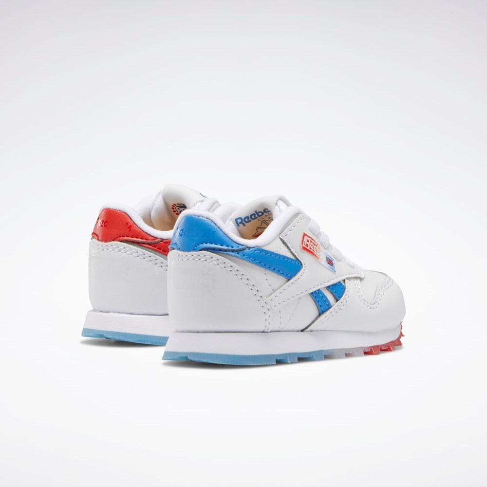 Ftwr White / Echo Blue / Instinct Red Reebok Popsicle Classic Leather Shoes - Toddler | HR1998