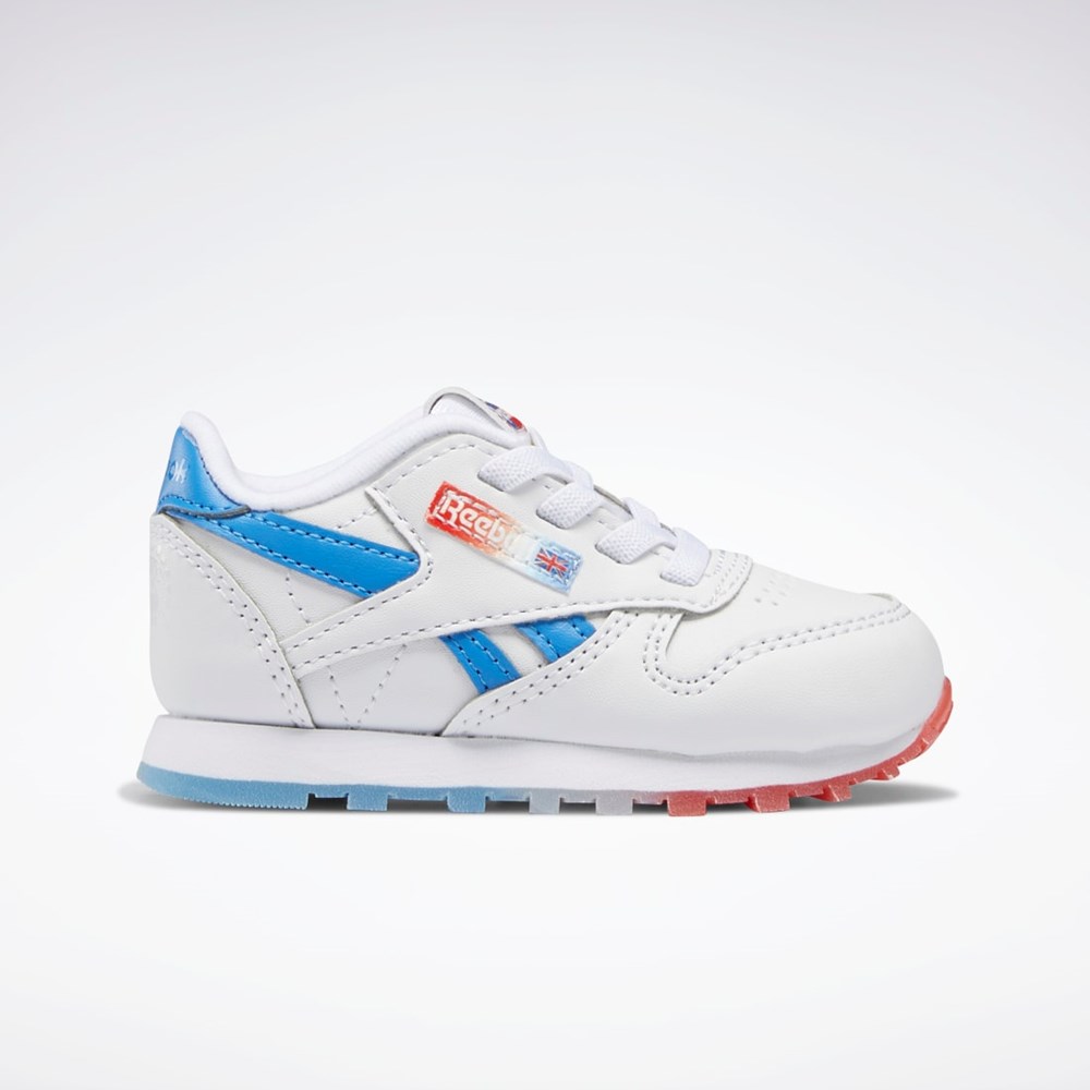 Ftwr White / Echo Blue / Instinct Red Reebok Popsicle Classic Leather Shoes - Toddler | HR1998