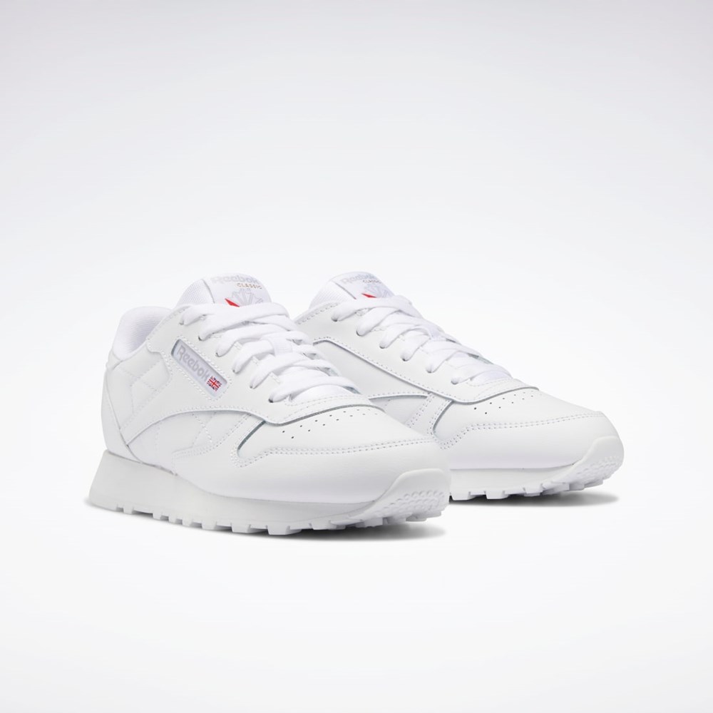 Ftwr White / Ftwr White / Ftwr White Reebok Classic Leather Shoes - Grade School | GZ6097