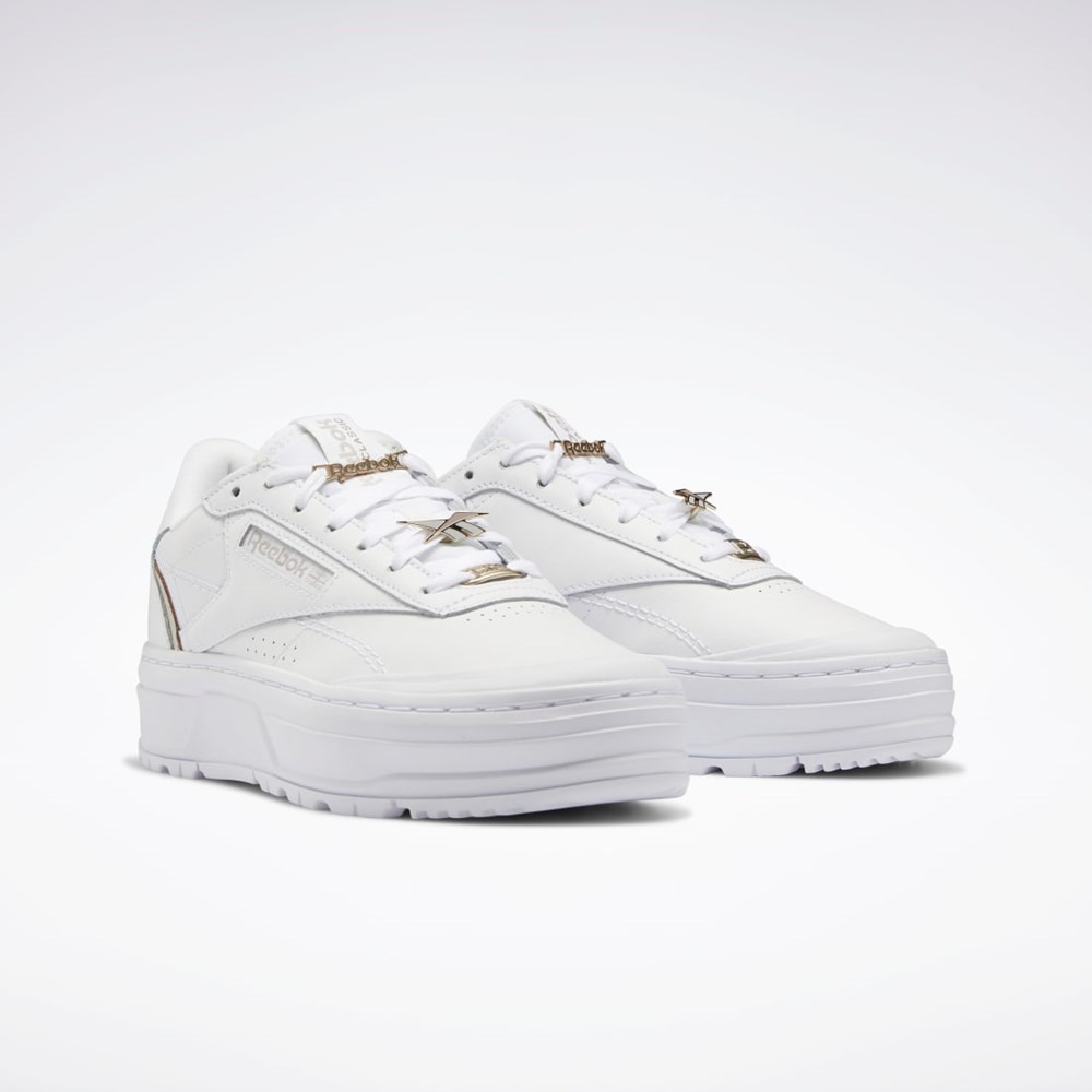 Ftwr White / Ftwr White / Moonstone Reebok Club C Double GEO Shoes | GX8766