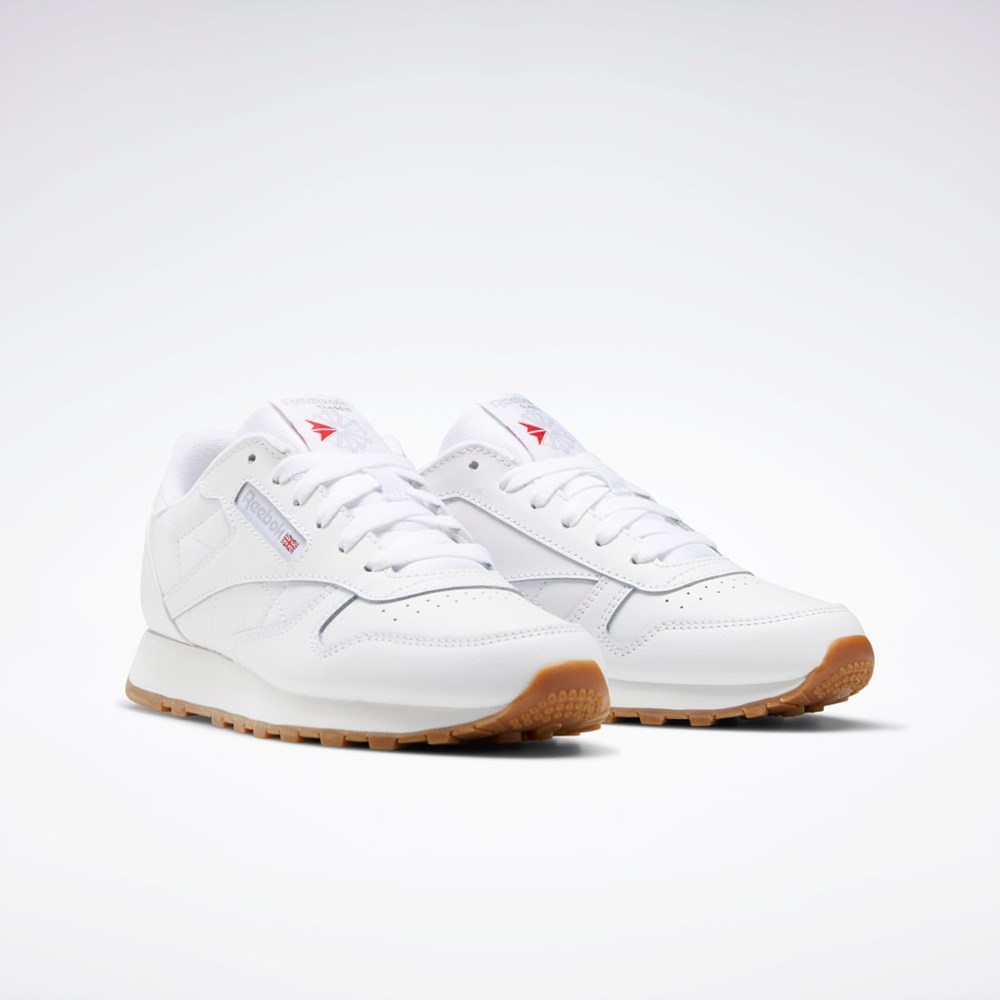 Ftwr White / Ftwr White / Reebok Rubber Gum-02 Reebok Classic Leather Shoes - Grade School | GZ6098