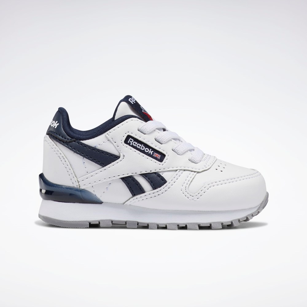 Ftwr White / Ftwr White / Vector Navy Reebok Classic Leather Step 'n' Flash Shoes - Toddler | GX3884