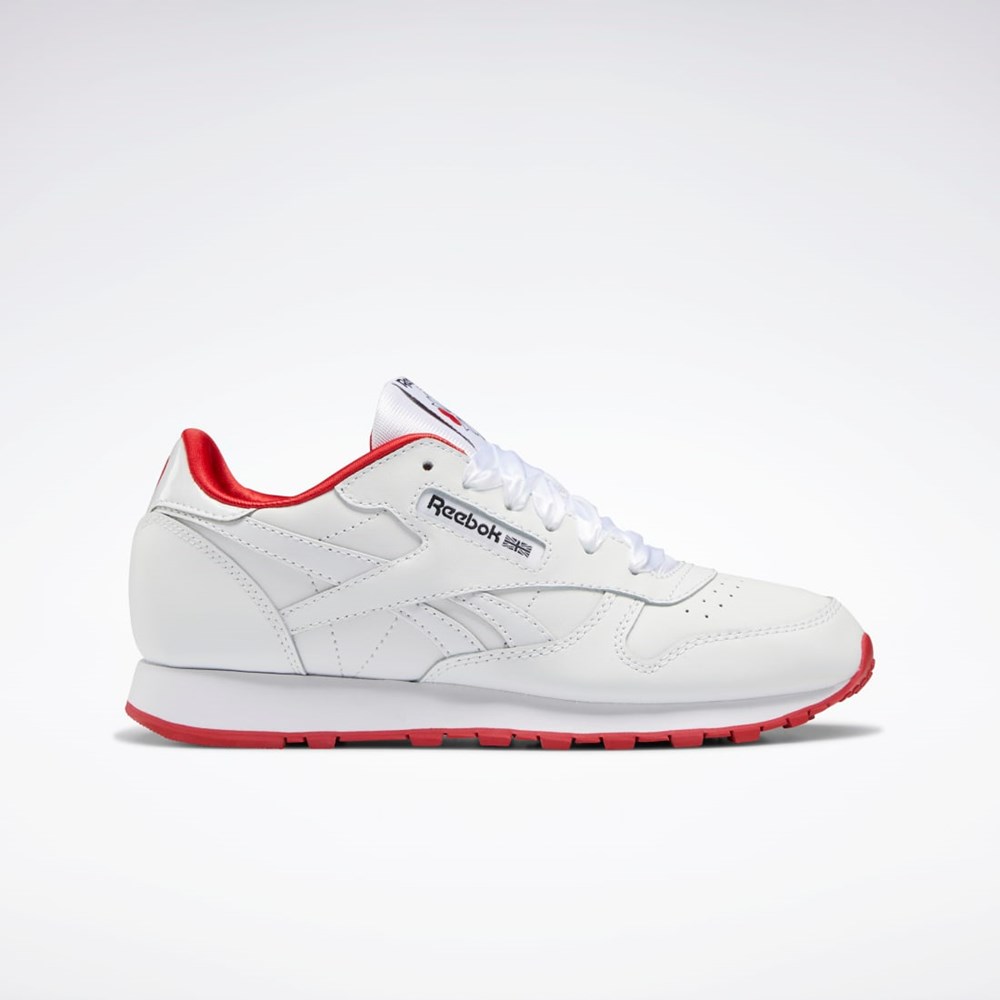 Ftwr White / Ftwr White / Vector Red Reebok Classic Leather Shoes - Grade School | GW3375