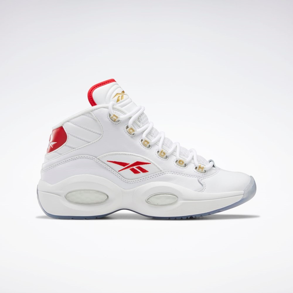 Ftwr White / Ftwr White / Vector Red Reebok Question Mid Basketball Shoes | GX0230