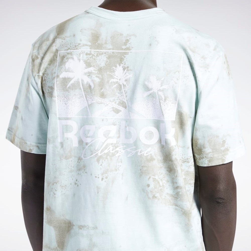 Light Sage Reebok Classics Allover Print Graphic T-Shirt | HB5965