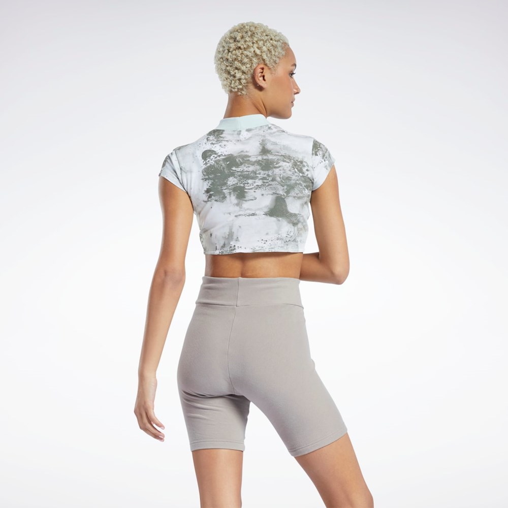 Light Sage Reebok Classics Cloud Splatter-Print Short Sleeve Cropped T-Shirt | H58680