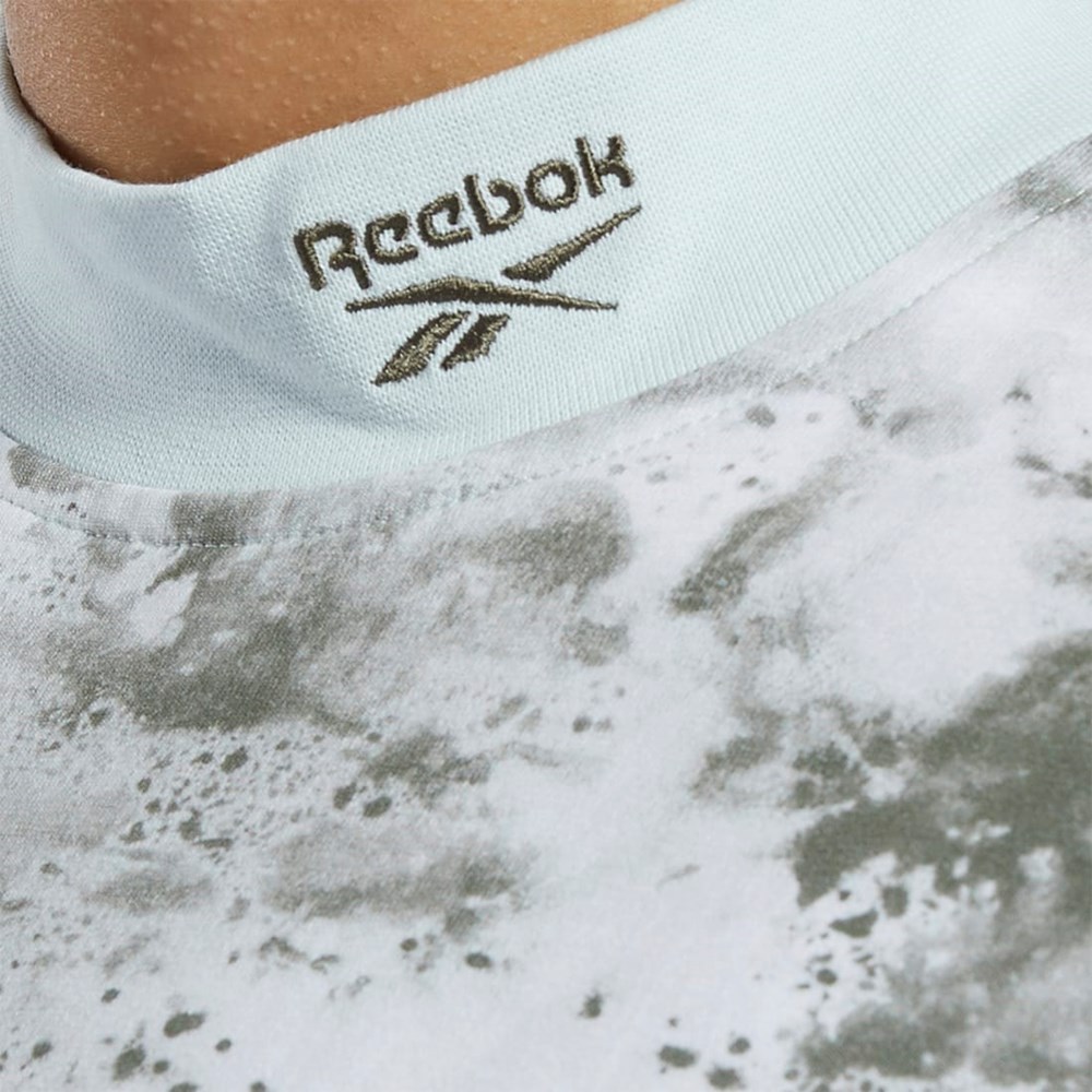 Light Sage Reebok Classics Cloud Splatter-Print Short Sleeve Cropped T-Shirt | H58680