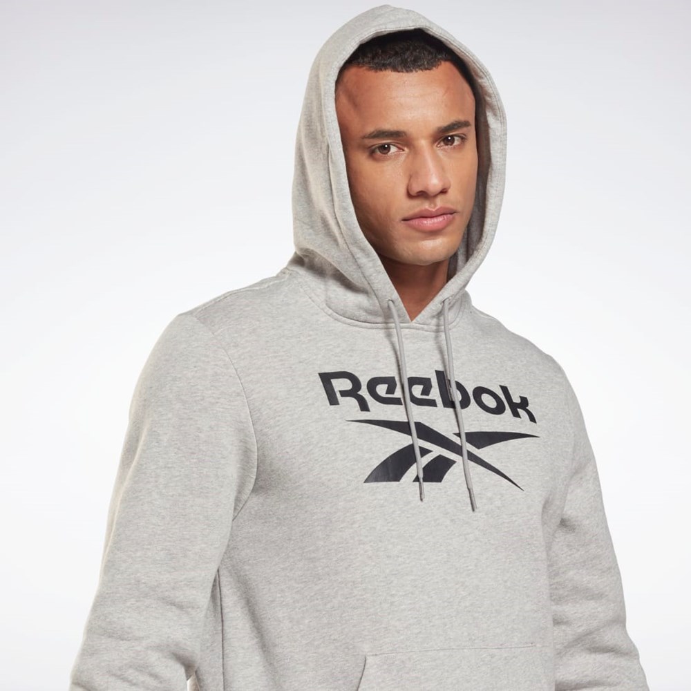 Medium Grey Heather / Black Reebok Reebok Identity Fleece Hoodie | GS1609