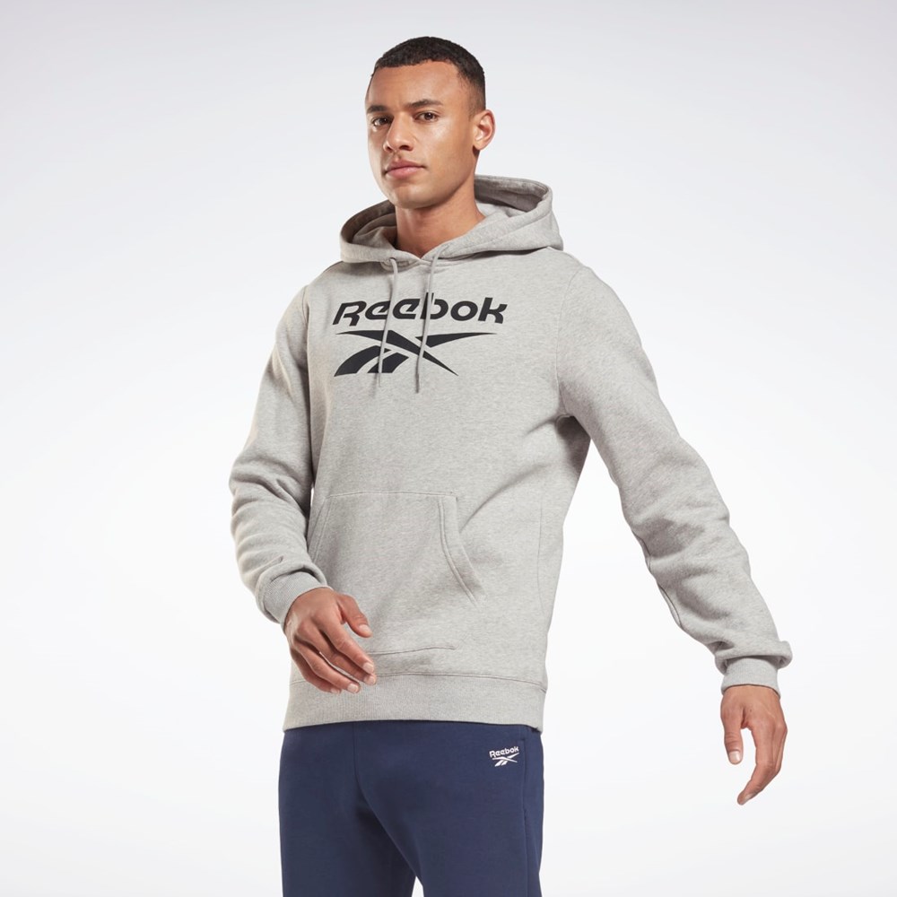 Medium Grey Heather / Black Reebok Reebok Identity Fleece Hoodie | GS1609