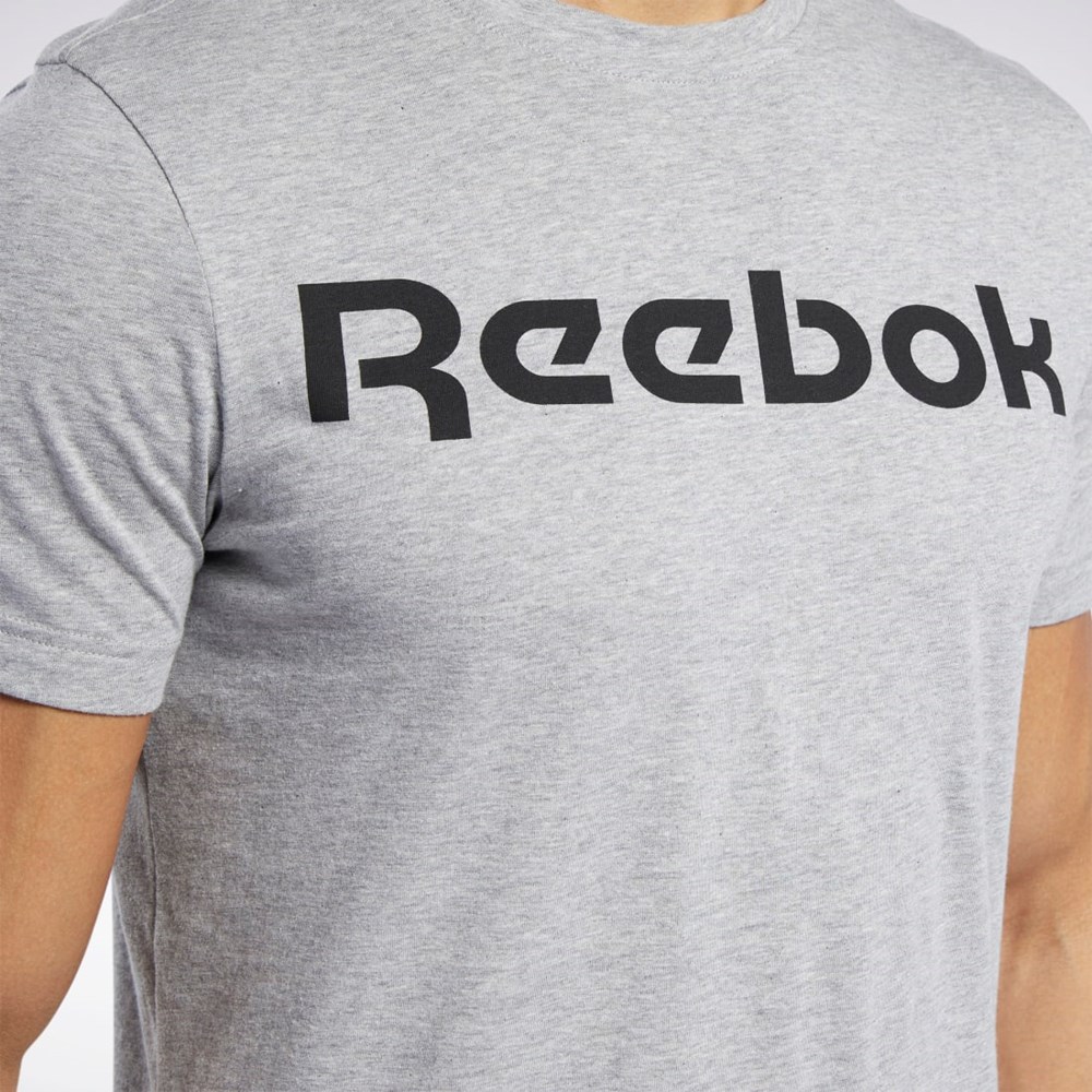 Medium Grey Heather Reebok Graphic Series Linear Logo Tee | FP9162