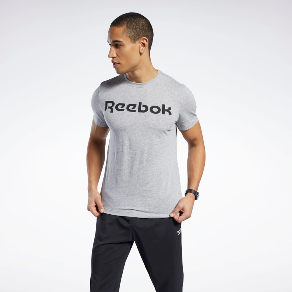 Medium Grey Heather Reebok Graphic Series Linear Logo Tee | FP9162