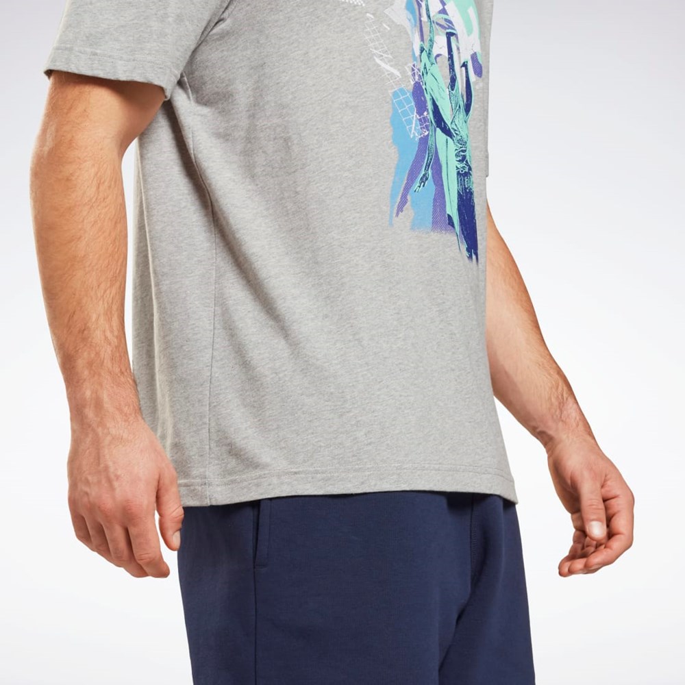 Medium Grey Heather Reebok Graphic Series T-Shirt | HB7257