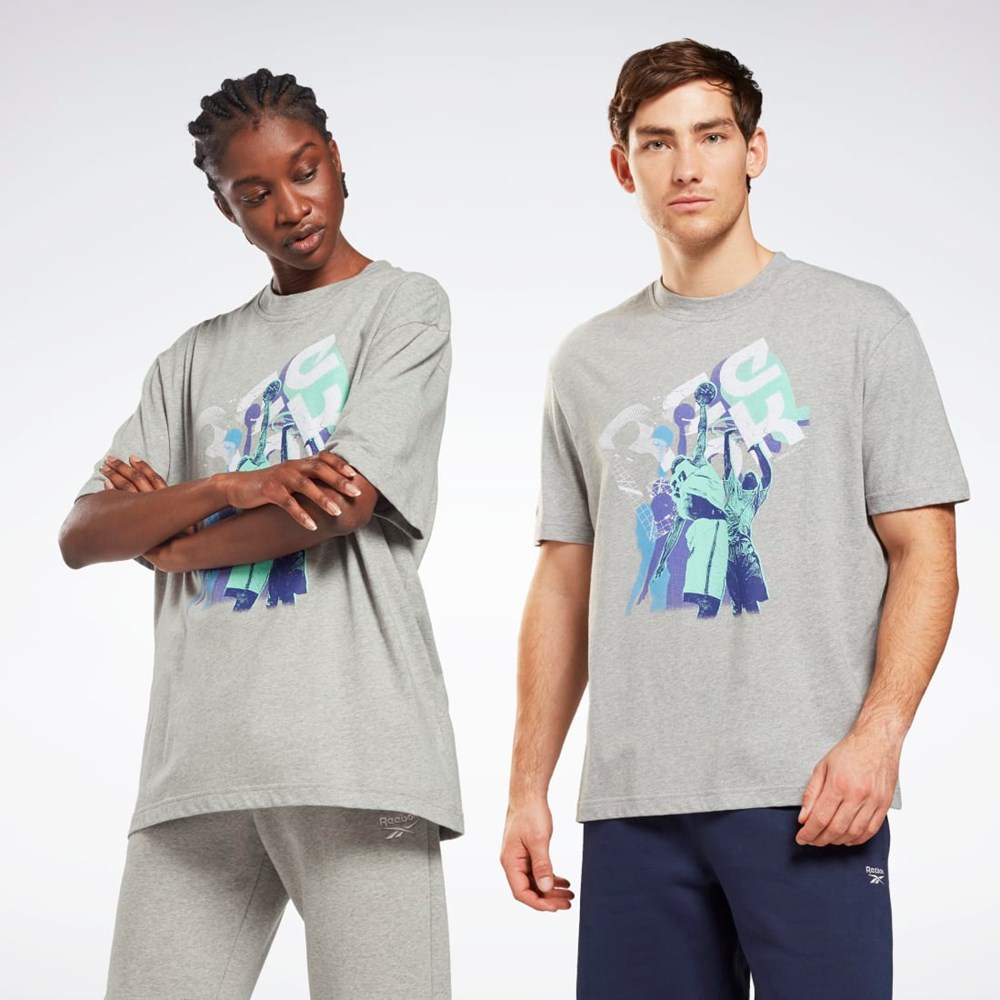 Medium Grey Heather Reebok Graphic Series T-Shirt | HB7257