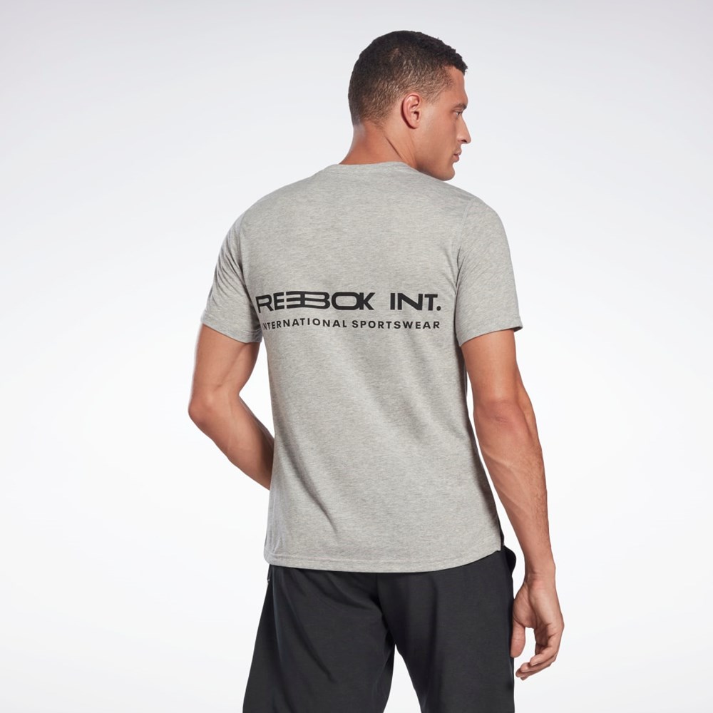 Medium Grey Heather Reebok Graphic Speedwick Move T-Shirt | H46604