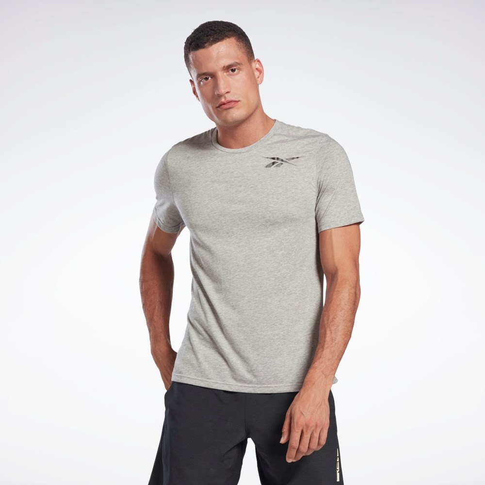 Medium Grey Heather Reebok Graphic Speedwick Move T-Shirt | H46604