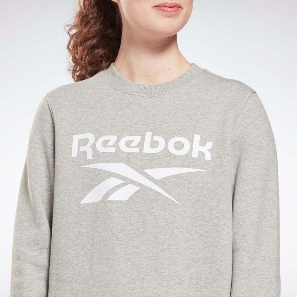 Medium Grey Heather Reebok Reebok Identity Logo Fleece Crew Sweatshirt | GS9377