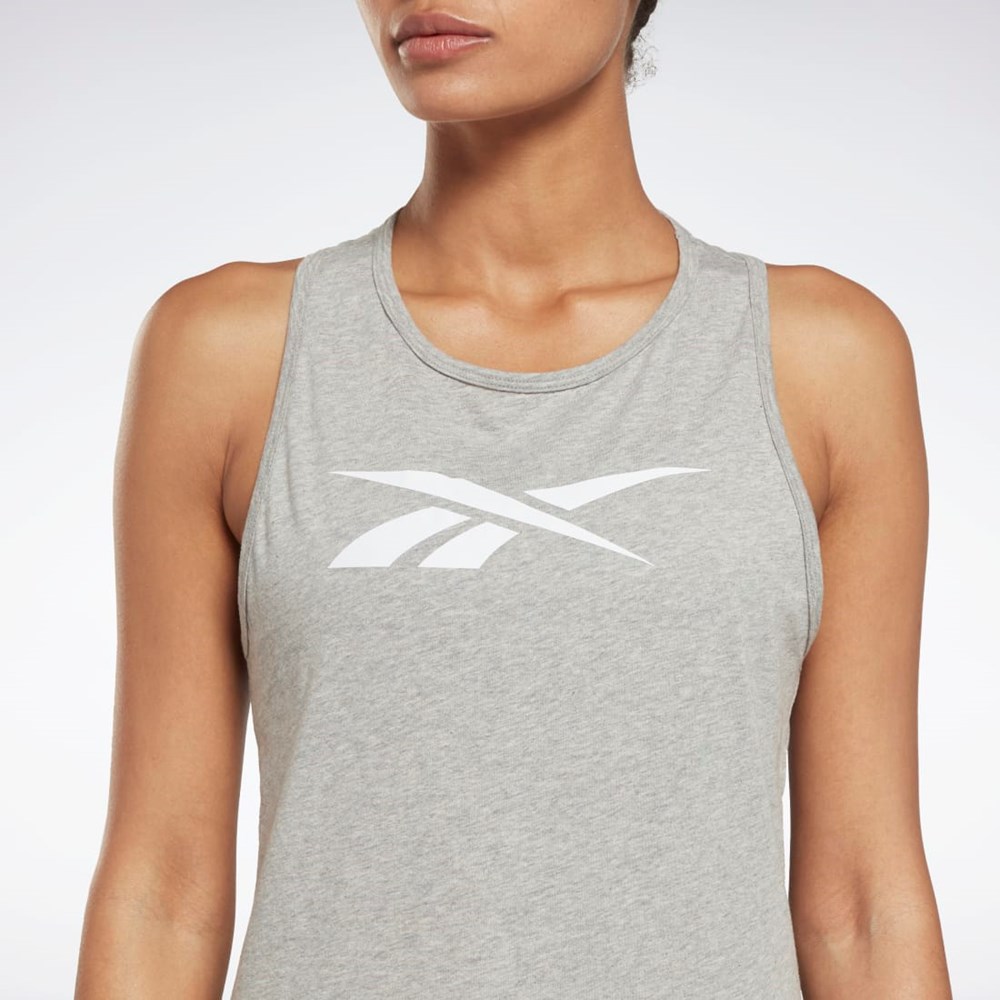 Medium Grey Heather Reebok Training Essentials Graphic Tank Top | HT5849