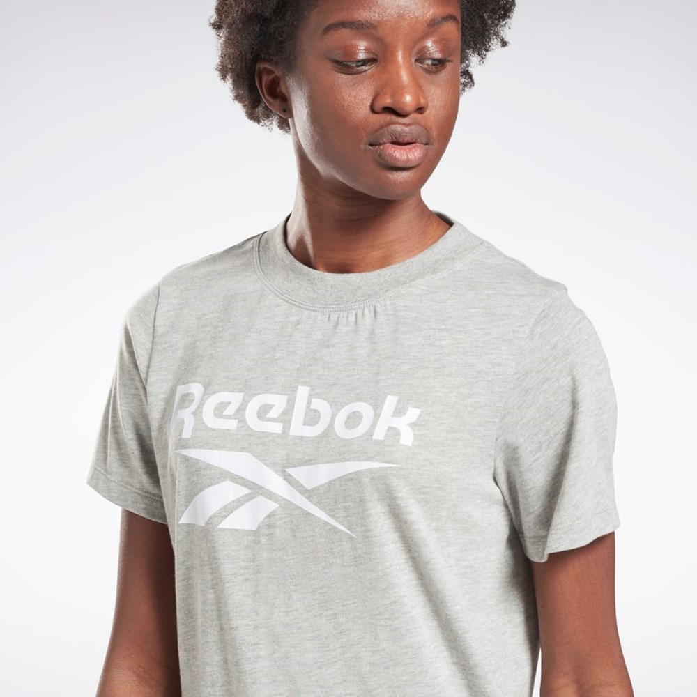 Medium Grey Heather / White Reebok Reebok Identity Logo T-Shirt | GQ9462