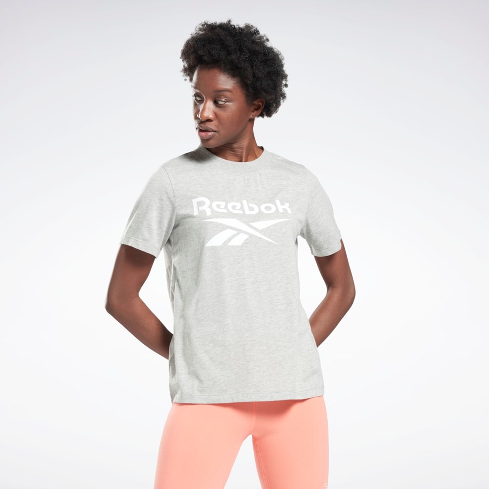 Medium Grey Heather / White Reebok Reebok Identity Logo T-Shirt | GQ9462